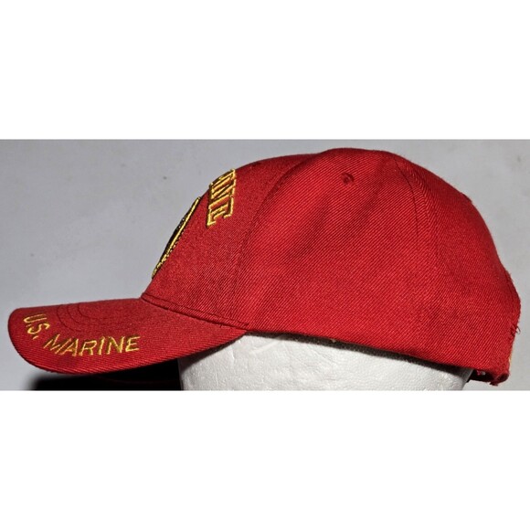 US Marine Corps USMC Hat U.S. Warriors Military Logo Seal Patch Red Baseball Cap - Picture 3 of 11